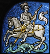 Sankt Georg, Ausschnitt aus dem Wappen der Burg Friedberg
