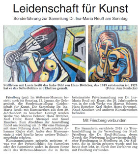 Wetterauer Zeitung 2019-01-12 Leidenschaft für Kunst